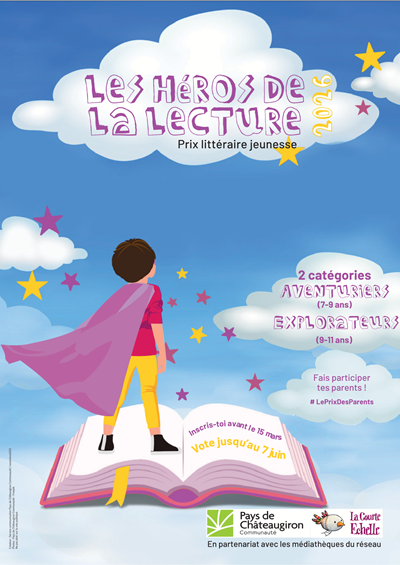 Les Héros de la Lecture, du 5 janvier au 7 juin, catégorie aventuriers pour les 7-9 ans, catégorie explorateurs pour les 9-11 ans, fais participer tes parents avec le prix des parents