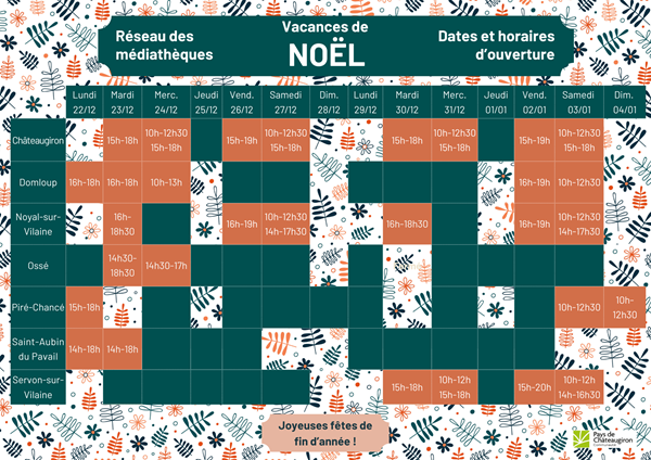 Fermetures et horaires dete 2025